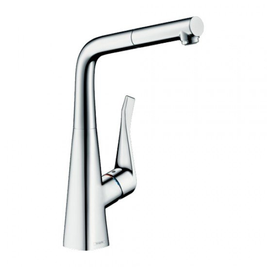 Кухонный смеситель Hansgrohe Metris M71 однорычажный, 320, Eco, с вытяжным изливом, 1jet 14781000 Кухонный смеситель Hansgrohe Metris M71 однорычажный, 320, Eco, с вытяжным изливом, 1jet 14781000