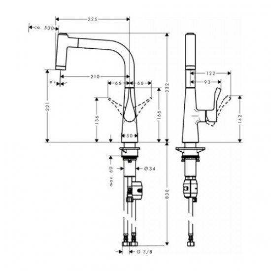Смеситель hansgrohe Metris для кухонной мойки 14834800