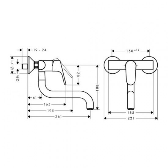 Смеситель hansgrohe Focus для кухонной мойки настенный с поворотным изливом 31825000