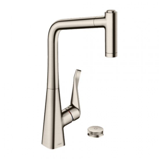 Кухонные смеситель Hansgrohe Metris Select M71 на 2 отверстия, однорычажный, 320, с вытяжным душем, 2jet, sBox 73806800