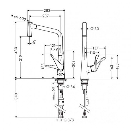 Смеситель hansgrohe Metris для кухонной мойки 14820000 Смеситель hansgrohe Metris для кухонной мойки 14820000