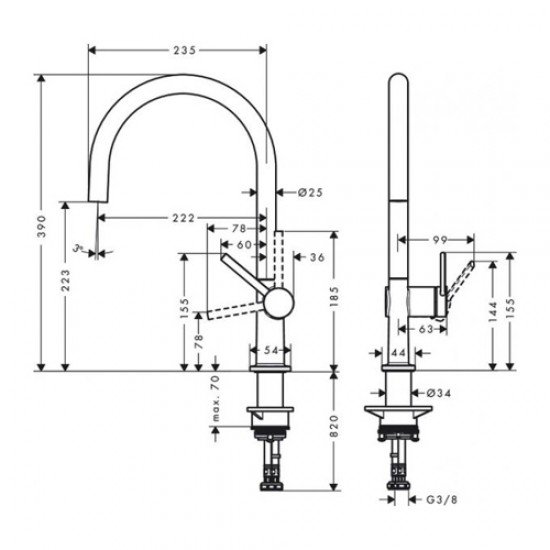 Кухонный смеситель hansgrohe Talis M54, однорычажный, 220, 1jet 72804000