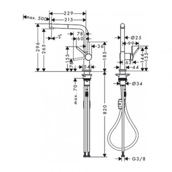 Кухонный смеситель Hansgrohe Talis M54 однорычажный, 270, Eco, с вытяжным изливом, 1jet 72845000 Кухонный смеситель Hansgrohe Talis M54 однорычажный, 270, Eco, с вытяжным изливом, 1jet 72845000