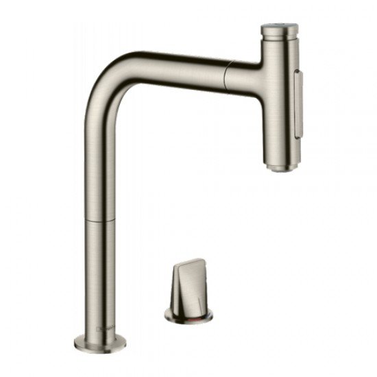 Кухонный смеситель Hansgrohe Metris Select M71 однорычажный, на 2 отверстия, с вытяжным изливом M7120-H200 73819800 Кухонный смеситель Hansgrohe Metris Select M71 однорычажный, на 2 отверстия, с вытяжным изливом M7120-H200 73819800