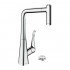 Кухонные смеситель Hansgrohe Metris Select M71 на 2 отверстия, однорычажный, 320, с вытяжным душем, 2jet, sBox 73806000