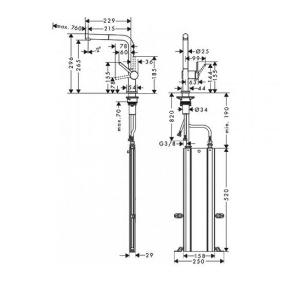 Кухонный смеситель однорычажный, 270, с вытяжным изливом, 1jet, sBox Hansgrohe 72809670 Кухонный смеситель однорычажный, 270, с вытяжным изливом, 1jet, sBox Hansgrohe 72809670