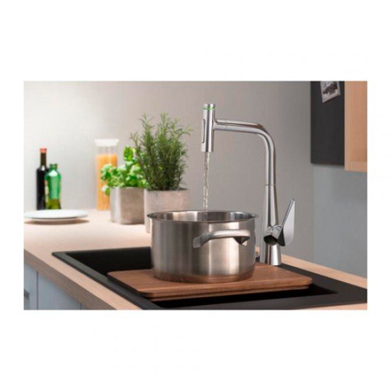 Кухонный смеситель однорычажный, 300, с вытяжным душем, 2jet, sBox Hansgrohe 73867800