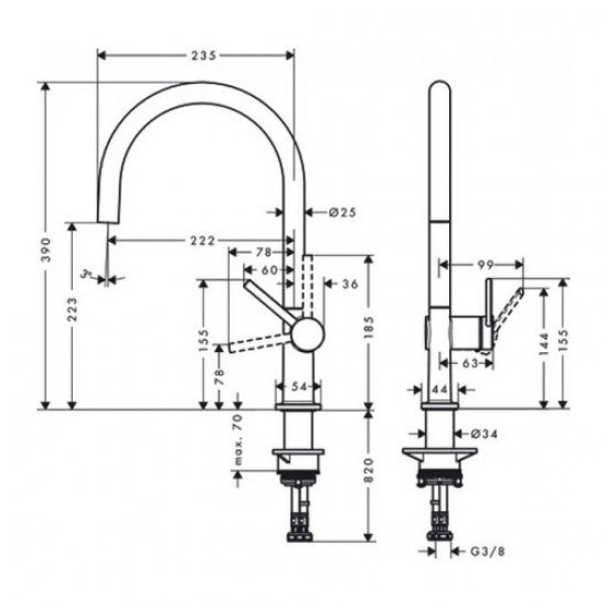 Кухонный смеситель однорычажный, 220, 1jet Hansgrohe 72804800