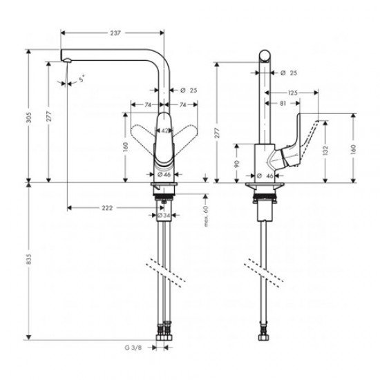 Кухонный смеситель hansgrohe Focus 280 31817670 Кухонный смеситель hansgrohe Focus 280 31817670