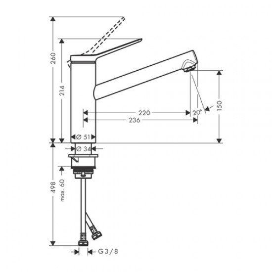 Смеситель для кухни Zesis M33 1jet 74802800