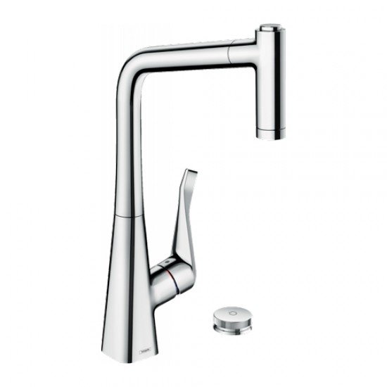 Кухонные смеситель Hansgrohe Metris Select M71 на 2 отверстия, однорычажный, 320, Eco, с вытяжным душем, 2jet, sBox 73827000
