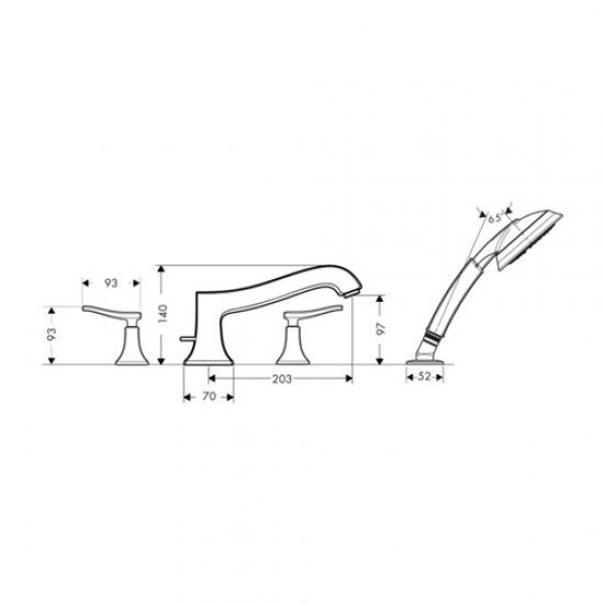 Смеситель hansgrohe Metris classic на борт ванны 31314000, хром Смеситель hansgrohe Metris classic на борт ванны 31314000, хром