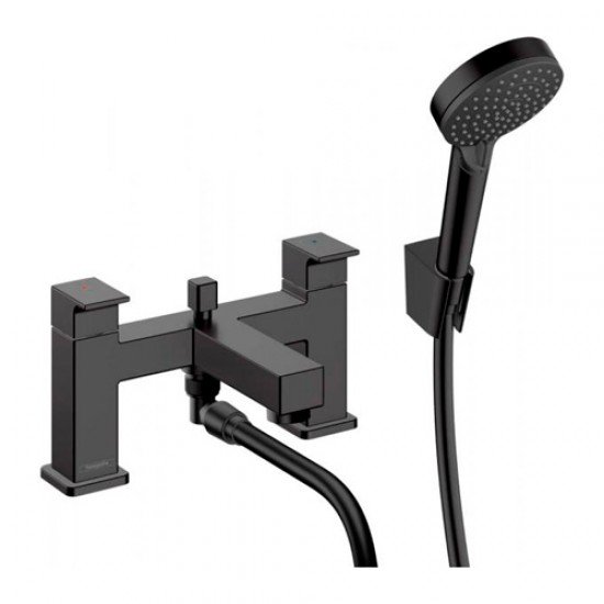 Смеситель на край ванны на 2 отверстия, и ручной душ Vernis Blend Vario Hansgrohe Vernis Shape 71462670, матовый черный