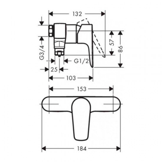 Смеситель для душа, однорычажный, ВМ Hansgrohe 71761000, хром Смеситель для душа, однорычажный, ВМ Hansgrohe 71761000, хром