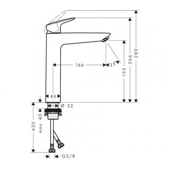 Смеситель hansgrohe Logis для раковины с высоким изливом без сливного набора 71091000, хром Смеситель hansgrohe Logis для раковины с высоким изливом без сливного набора 71091000, хром