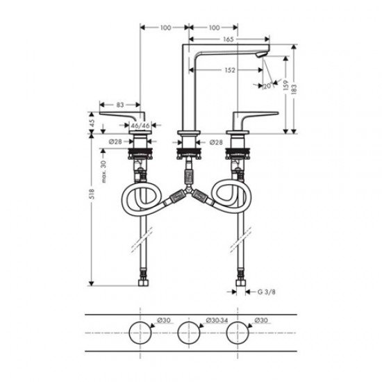 Смеситель hansgrohe Metropol для раковины 32515340, шлифованный черный хром