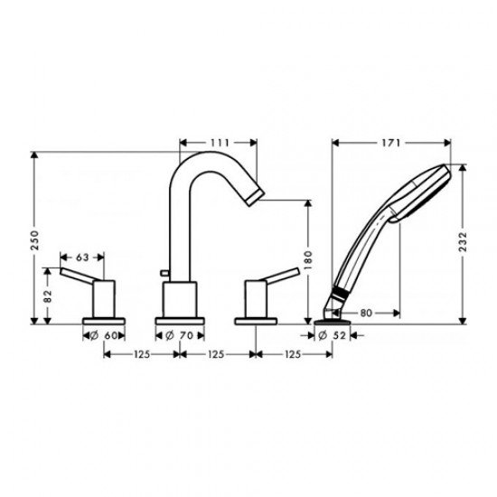 Смеситель hansgrohe Talis на борт ванны 32314000, хром