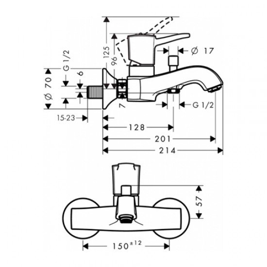 Смеситель hansgrohe Metropol Classic для ванны 31340000, хром
