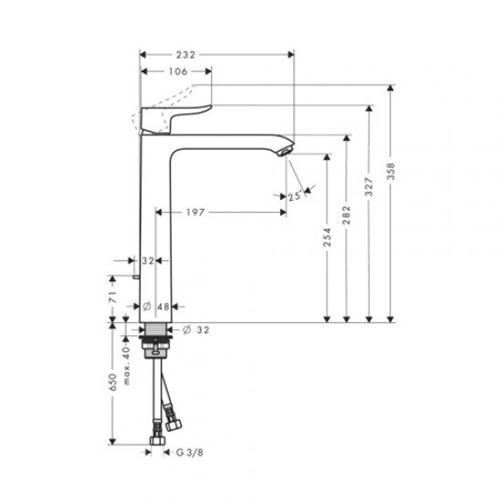 Смеситель hansgrohe Metris для раковины в форме таза со сливным гарнитуром 31082000, хром