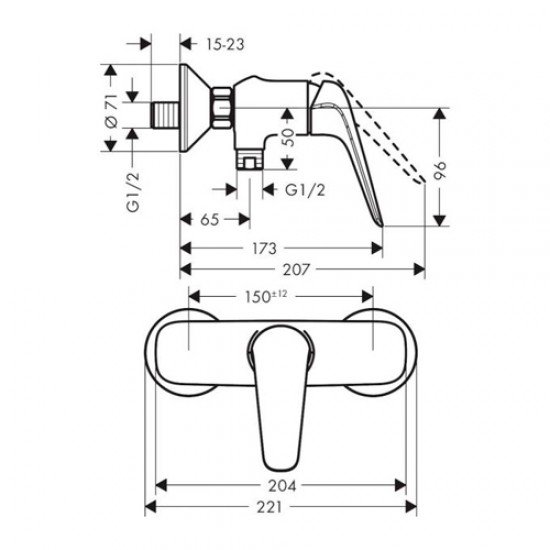 Смеситель hansgrohe Novus для душа 71060000, хром Смеситель hansgrohe Novus для душа 71060000, хром