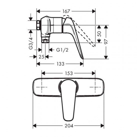 Смеситель для душа Hansgrohe Novus 71061000, хром
