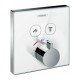 Термостат hansgrohe ShowerSelect Glass для двух потребителей; стеклянный 15738400, белый/хром Термостат hansgrohe ShowerSelect Glass для двух потребителей; стеклянный 15738400, белый/хром