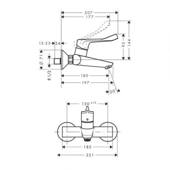 Смеситель для раковины, однорычажный, с длинной рукояткой Hansgrohe 31913000, хром Смеситель для раковины, однорычажный, с длинной рукояткой Hansgrohe 31913000, хром