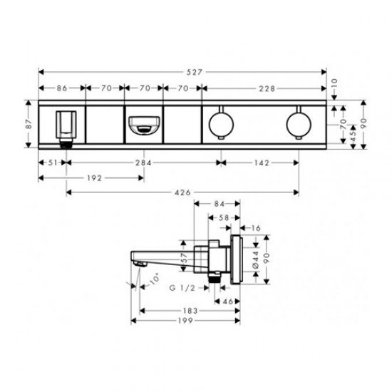 Термостат hansgrohe RainSelect для ванны с 2 потребителя, ми 15359400, белый/хром