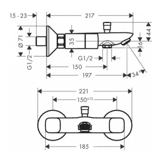 Смеситель для ванны hansgrohe Logis 71243000, хром Смеситель для ванны hansgrohe Logis 71243000, хром