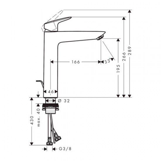 Смеситель hansgrohe Logis для раковины 71090000, с высоким изливом, со сливным гарнитуром, хром