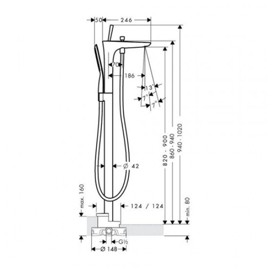 Смеситель hansgrohe PuraVida для ванны 15473000, хром Смеситель hansgrohe PuraVida для ванны 15473000, хром