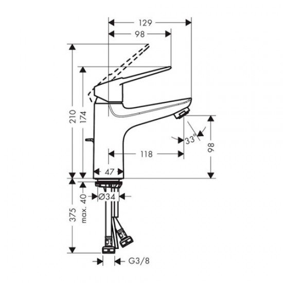 Смеситель для раковины hansgrohe Novus Loop однорычажный со сливным гарнитуром 71081000, хром Смеситель для раковины hansgrohe Novus Loop однорычажный со сливным гарнитуром 71081000, хром