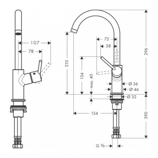 Смеситель для раковины hansgrohe Talis с поворотным изливом и сливным гарнитуром 32084000, хром