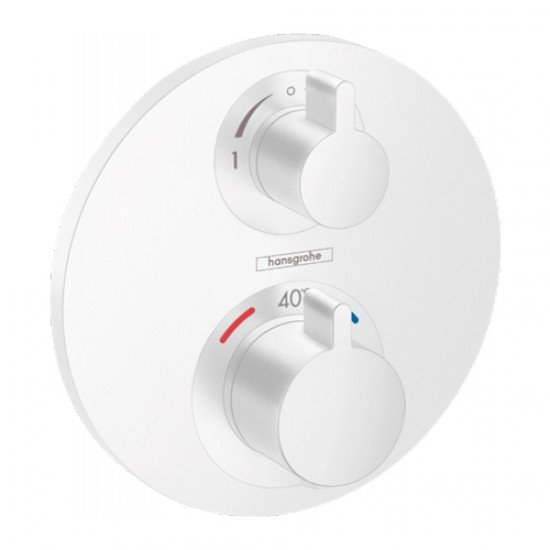 Термостат с запорным/переключающим вентилем Hansgrohe Ecostat S, СМ 15758700, матовый белый