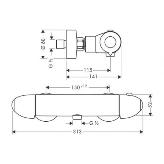 Термостат hansgrohe Ecostat Ecomax для душа 13356000, хром Термостат hansgrohe Ecostat Ecomax для душа 13356000, хром
