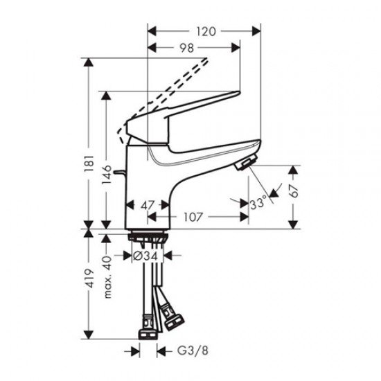Смеситель для раковины hansgrohe Novus Loop однорычажный со сливным гарнитуром 71080000, хром
