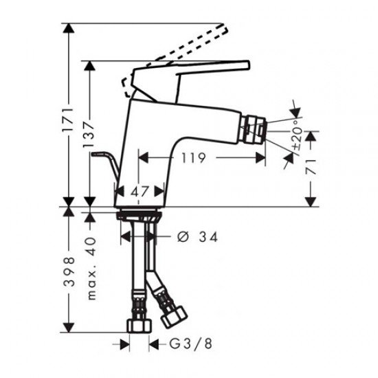Смеситель hansgrohe Logis loop для биде 71250000, хром