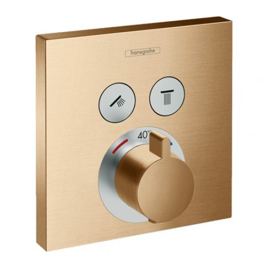 Термостат Hansgrohe ShowerSelect, скрытого монтажа, для 2 потребителей; , 15763140, шлифованная бронза Термостат Hansgrohe ShowerSelect, скрытого монтажа, для 2 потребителей; , 15763140, шлифованная бронза