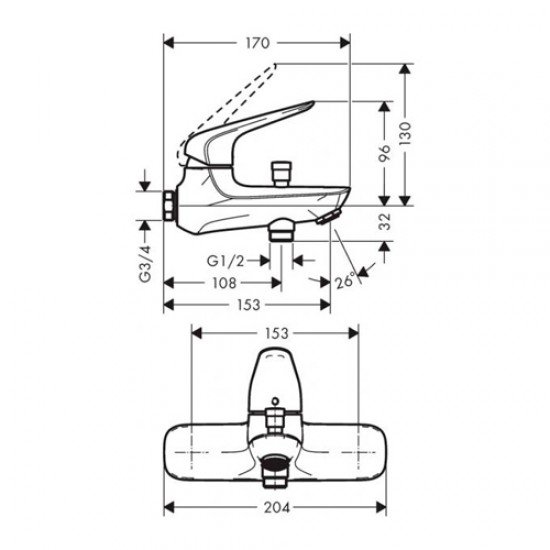 Смеситель для ванны Hansgrohe Novus 71041000, хром Смеситель для ванны Hansgrohe Novus 71041000, хром
