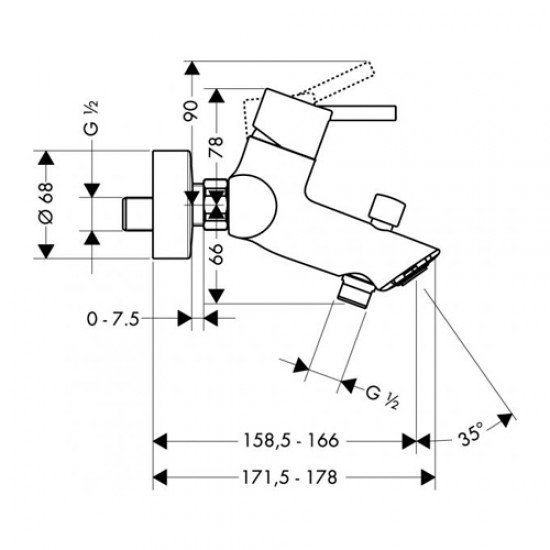 Смеситель hansgrohe Talis S2 для ванны 32440000, хром Смеситель hansgrohe Talis S2 для ванны 32440000, хром