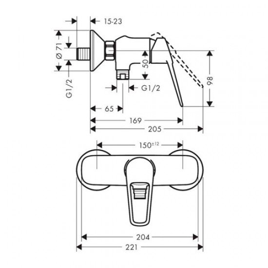 Смеситель hansgrohe Novus Loop для душа 71360000, хром