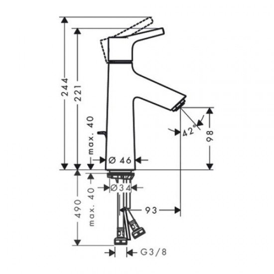 Смеситель для раковины Hansgrohe Talis S 100, LowFlow 3,5 л /мин;, однорычажный, со сливным гарнитуром 72024000, хром Смеситель для раковины Hansgrohe Talis S 100, LowFlow 3,5 л /мин;, однорычажный, со сливным гарнитуром 72024000, хром