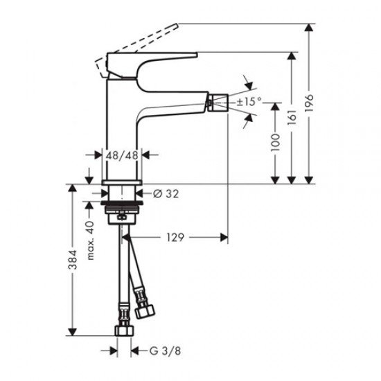 Смеситель hansgrohe Metropol для биде, однорычажный, со сливным клапаном Push-Open 32520670, матовый черный Смеситель hansgrohe Metropol для биде, однорычажный, со сливным клапаном Push-Open 32520670, матовый черный