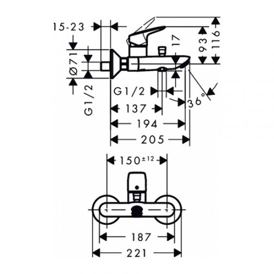 Смеситель hansgrohe Logis для ванны 71400000, хром Смеситель hansgrohe Logis для ванны 71400000, хром