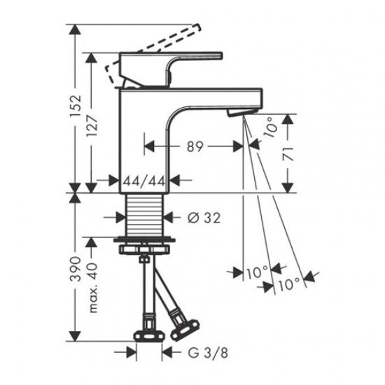 Смеситель для раковины 70, без сливного набора Hansgrohe Vernis Shape 71567000, хром