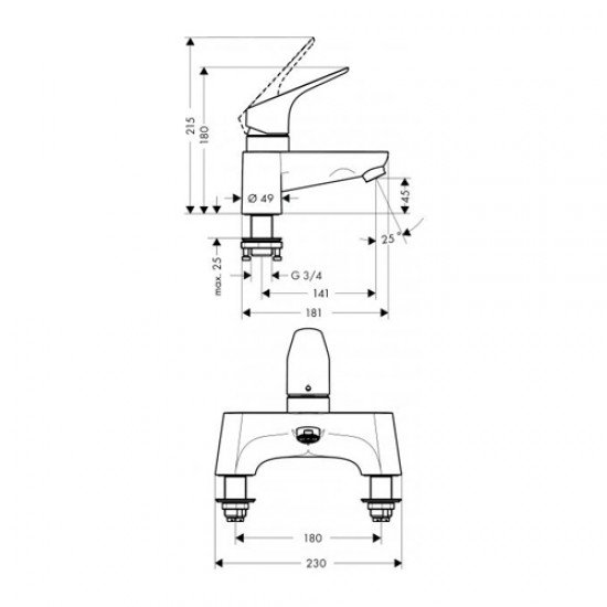 Смеситель hansgrohe Focus на борт ванны 31523000, хром