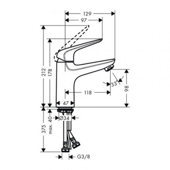 Смеситель для раковины 100, однорычажный, CoolStart, со сливным клапаном Push-Open Hansgrohe 71032000, хром