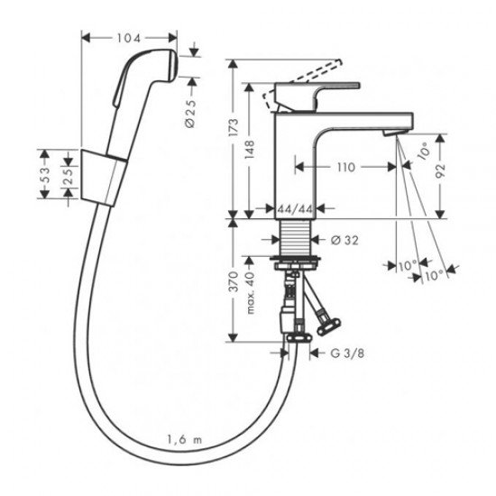 Набор для биде Hansgrohe Vernis Shape 71216000, хром Набор для биде Hansgrohe Vernis Shape 71216000, хром