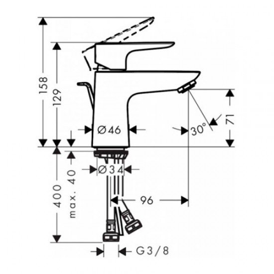 Смеситель для раковины 80, однорычажный, CoolStart, со сливным гарнитуром Hansgrohe 71703000, хром