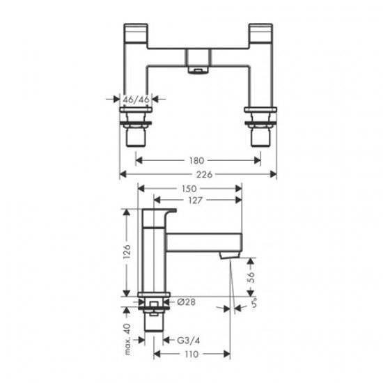 Смеcитель для ванны на 2 отверстия Hansgrohe Vernis Shape 71452000, хром Смеcитель для ванны на 2 отверстия Hansgrohe Vernis Shape 71452000, хром